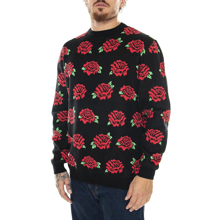 M' Dressen Roses Knit Crew Roses - Maglione Girocollo Uomo Nero / Multi Dressen Roses Knit Crew Roses  SANTA CRUZ 
