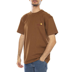 S/S American Script T-Shirt Hamilton Brown - Maglietta Girocollo Uomo Marrone I029956.HZXX . CARHARTT WIP 