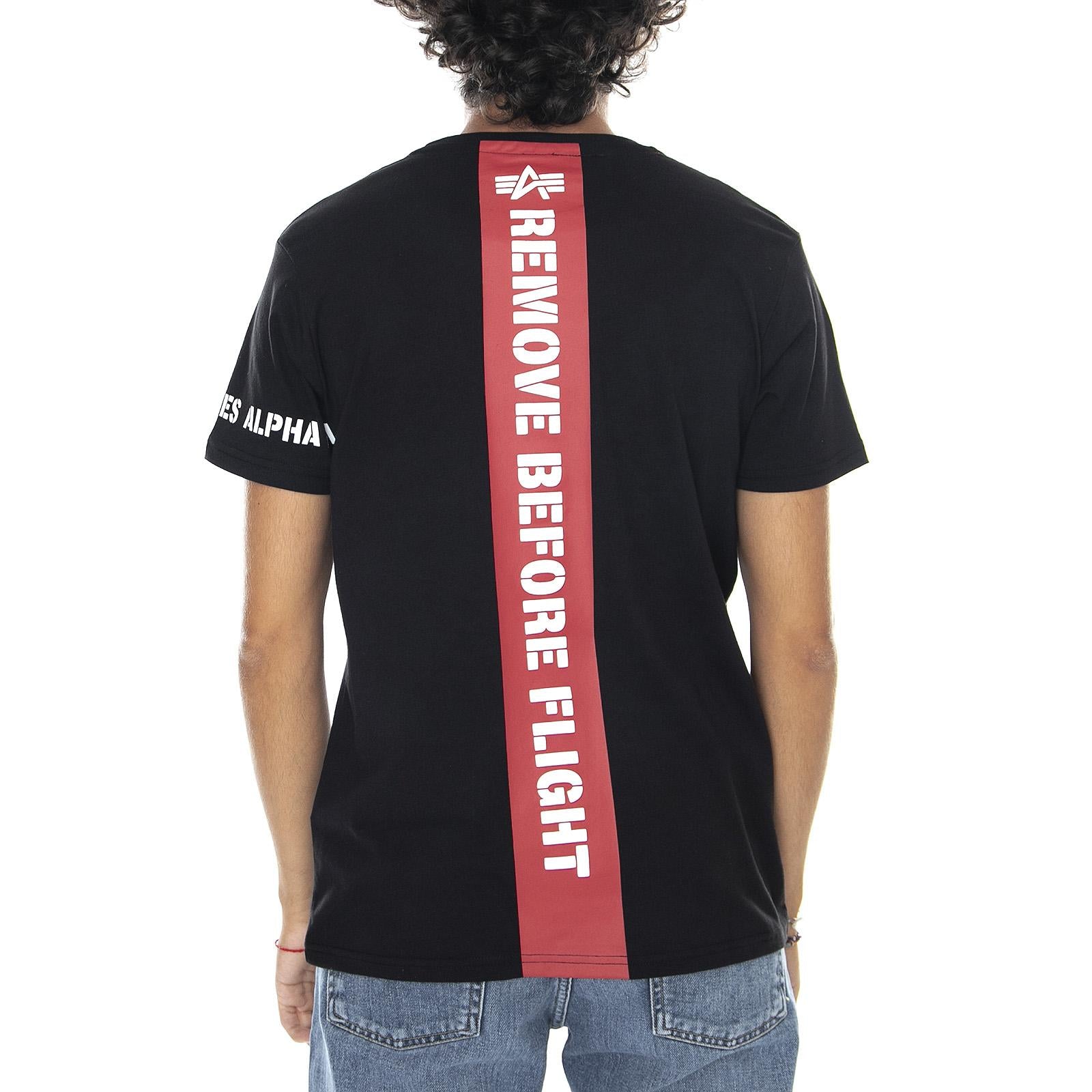 RBF Back Stripe T-Shirt - Black - Maglietta Girocollo Uomo Nera 128534-03  ALPHA INDUSTRIES 