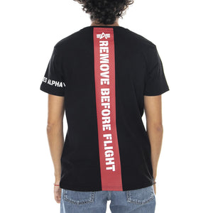 RBF Back Stripe T-Shirt - Black - Maglietta Girocollo Uomo Nera 128534-03  ALPHA INDUSTRIES 
