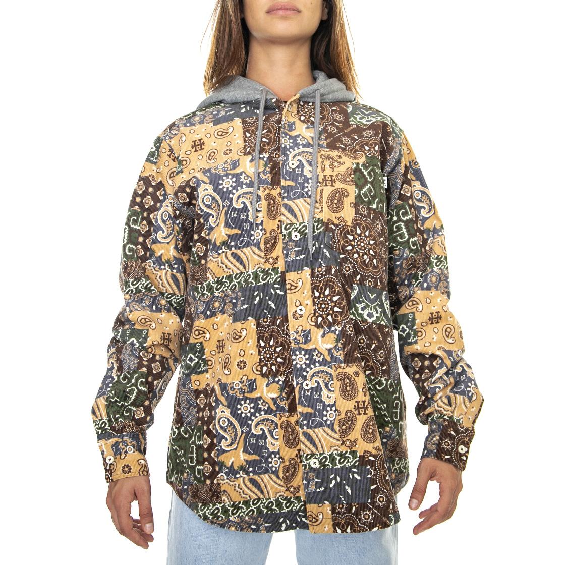 Patchwork Cord Hooded Jacket Brown - Giacca Invernale con Cappuccio Donna Multicolore WJK0028-BROWN  HUF 