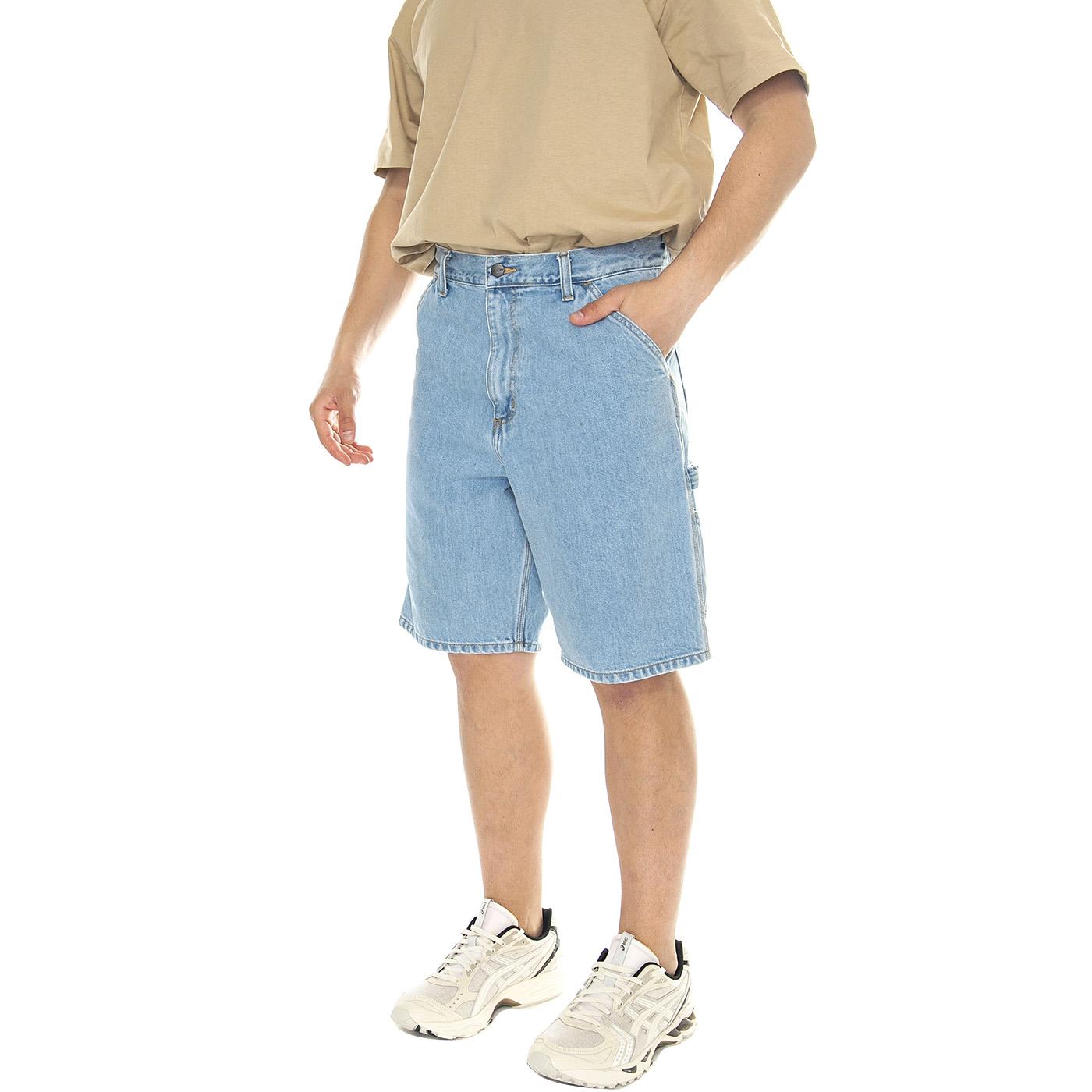 Single Knee Short Blue /heavy stone bleached - Bermuda Uomo Denim Jeans Blu I032026.01A3  CARHARTT WIP 