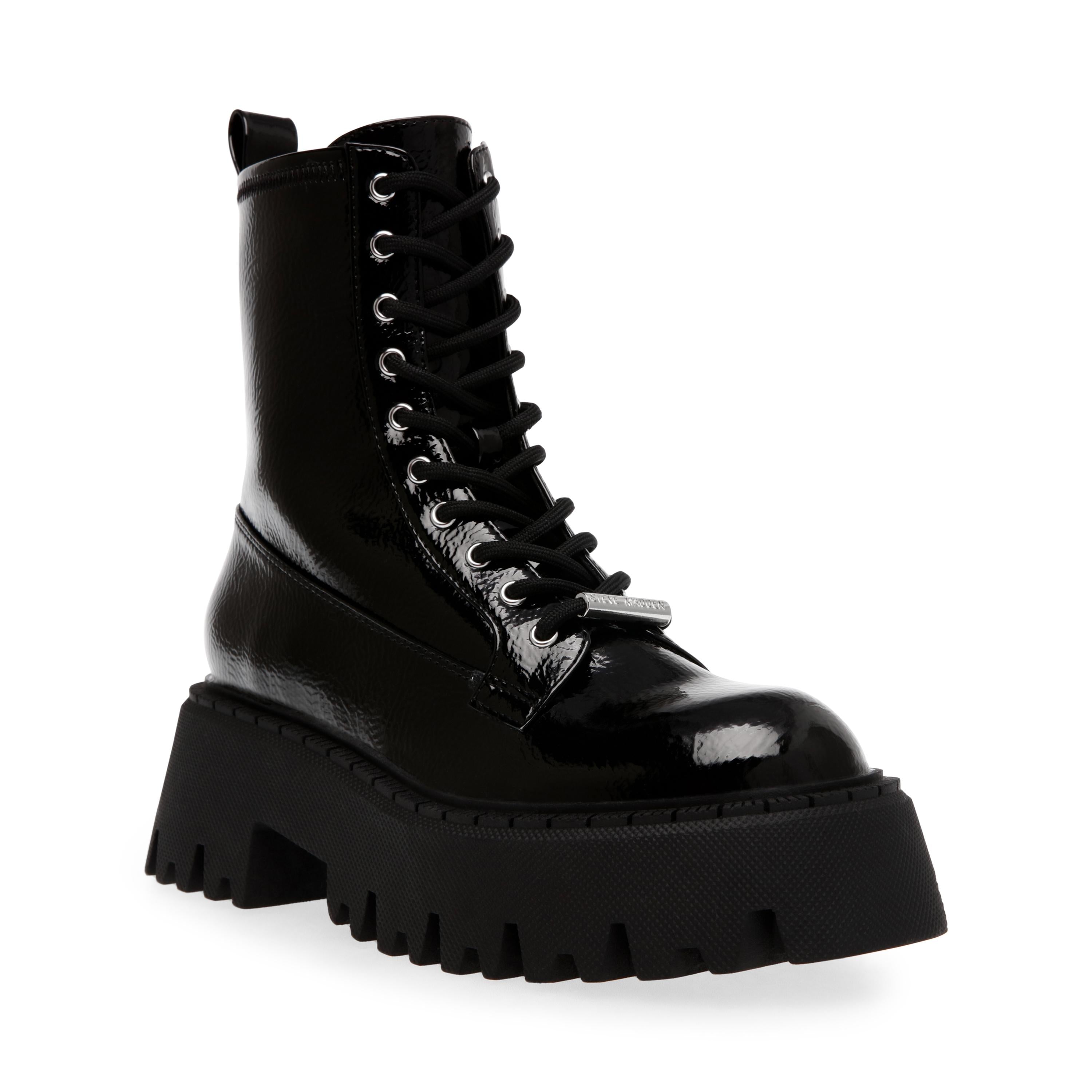 Over-Ride Black Patent - Stivaletti Stringati Donna Neri SMSOVER-RIDE-18  STEVE MADDEN 