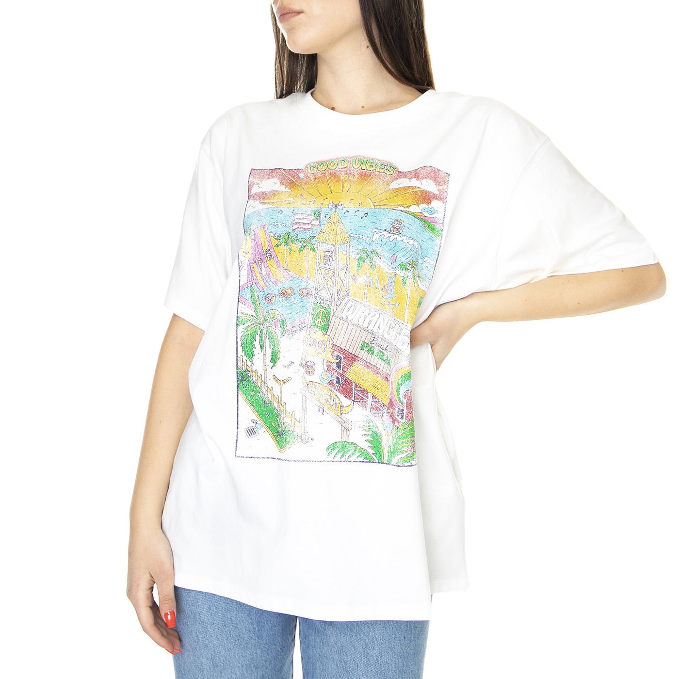 Oversized Tee Worn In White - Maglietta Girocollo Donna Bianca W7R3EEW04  WRANGLER 