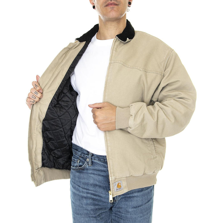 OG Santa Fe Jacket Ammonite / Black Aged Canvas - Giacca Invernale Uomo Beige I031198-0ZI3K  CARHARTT WIP 
