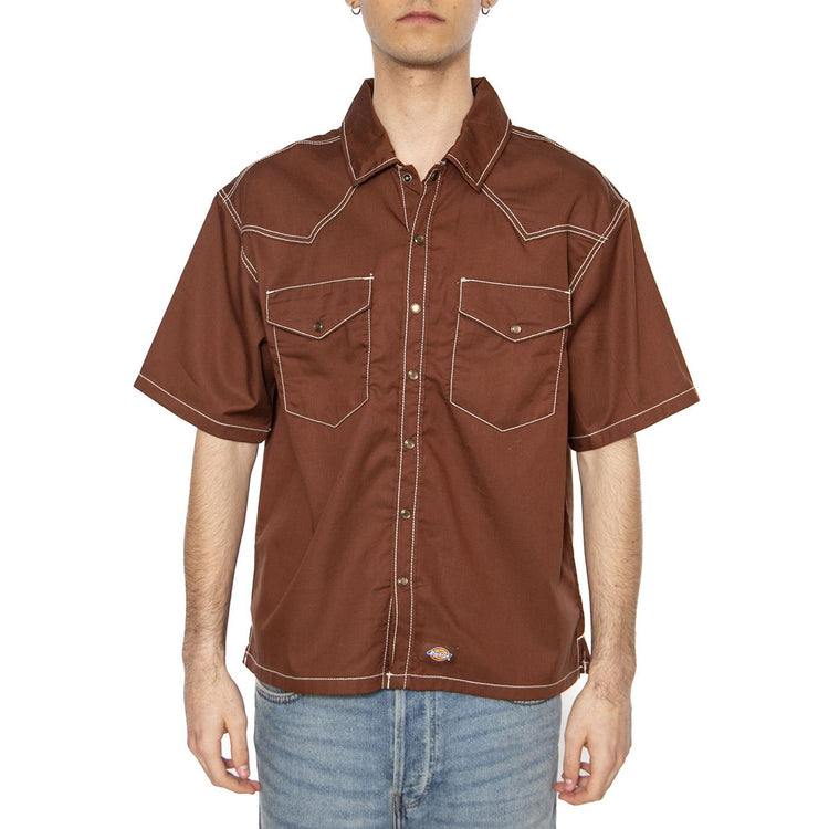 Dickies River Ranch - Camicia Maniche Corte Uomo Marrone DK0A4Z7MK471  DICKIES 