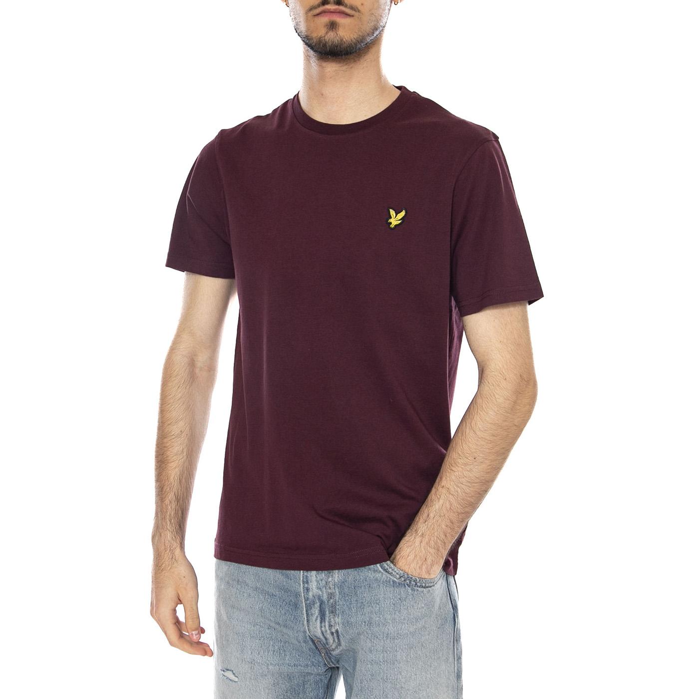 Mens Plain T-Shirt - Jet Black - Maglietta Girocollo Uomo Burgundy TS400VOG Z56 LYLE & SCOTT 