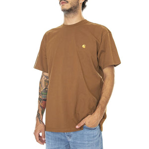 S/S Chase T-Shirt Hamilton Brown / Gold - Maglietta Girocollo Uomo Marrone I026391-00YXX  CARHARTT WIP 