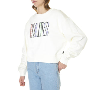 Mixed Up Gingham Crop Crew Marshmallow - Felpa Girocollo Donna Bianca VN0A7RKDFS81  VANS 