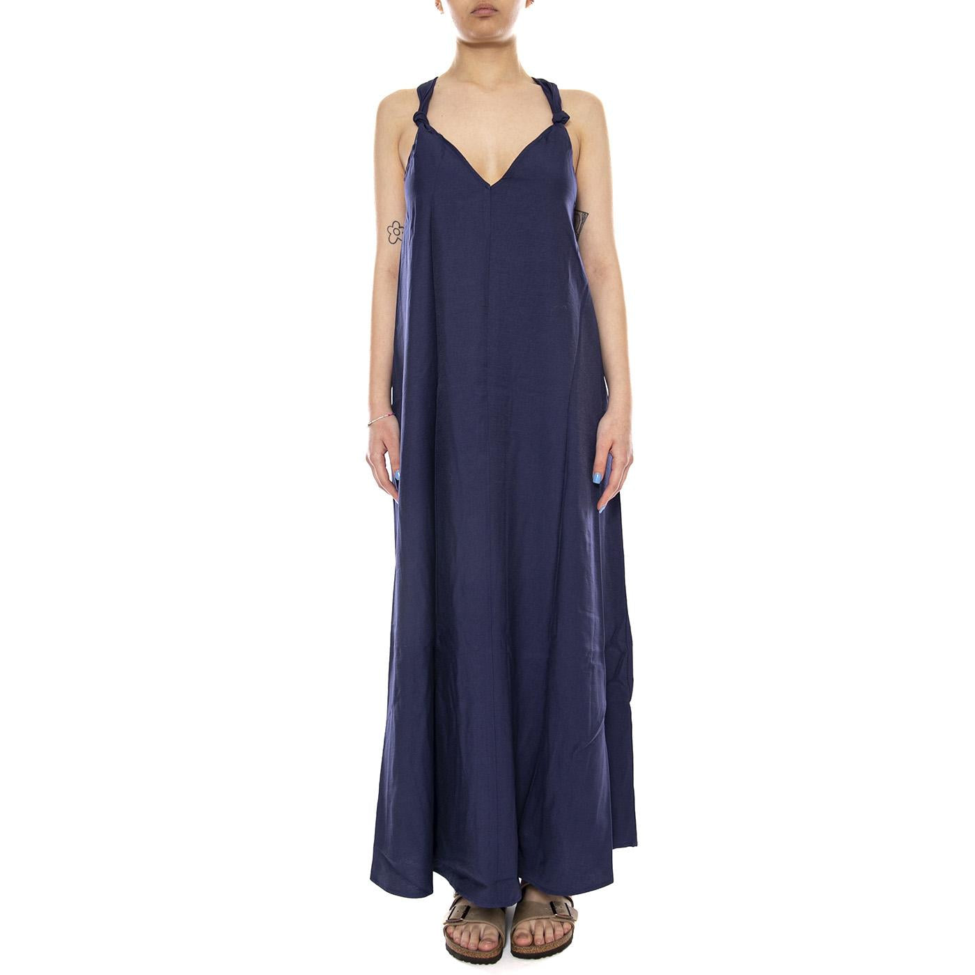 VESTIDO LARGO NAVY BLUE - Vestito Donna Lungo Blu Scuro 61W/11238 NVB WILD PONY 
