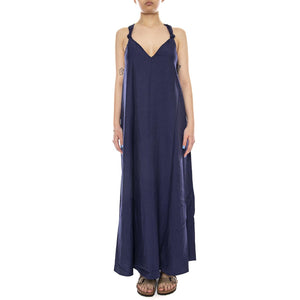 VESTIDO LARGO NAVY BLUE - Vestito Donna Lungo Blu Scuro 61W/11238 NVB WILD PONY 