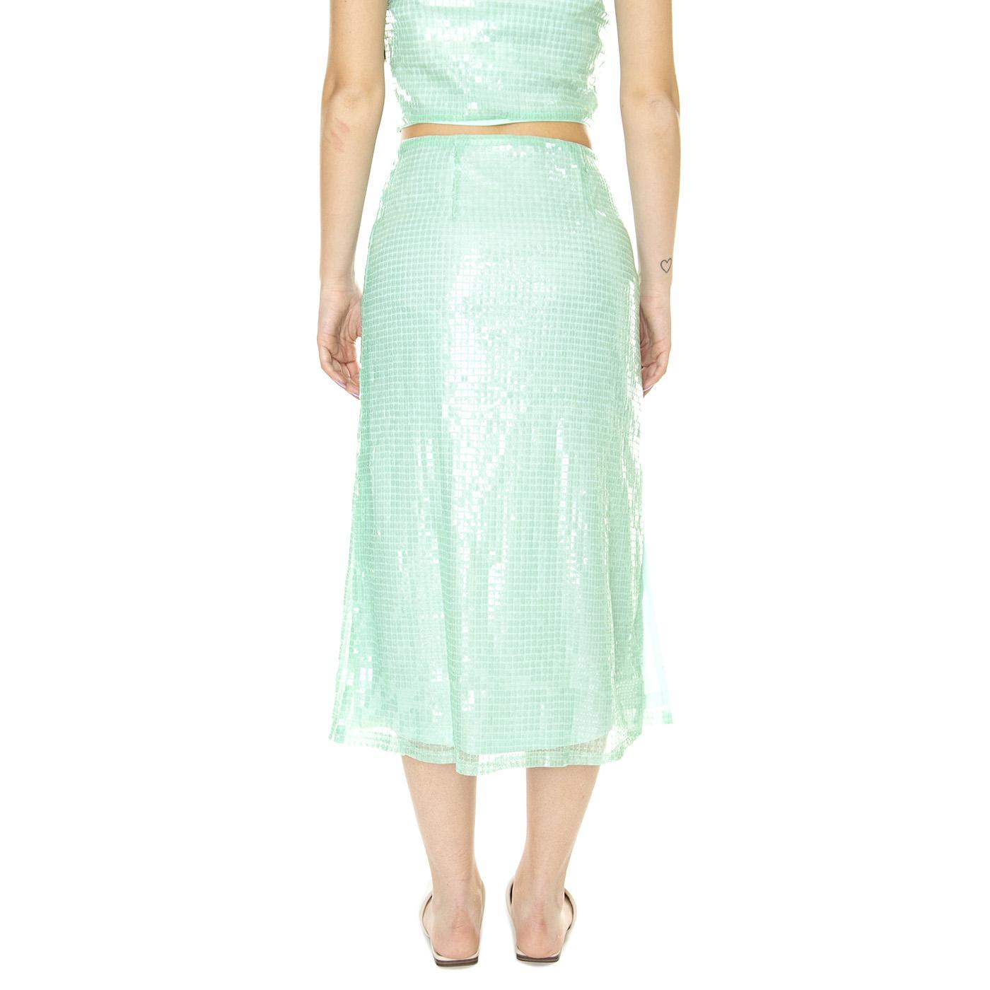 W' Falda Midi con Abertura y Lentejuelas Azul - Gonna Blu 31W/11235  WILD PONY 