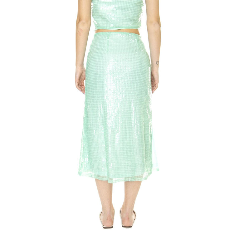 W' Falda Midi con Abertura y Lentejuelas Azul - Gonna Blu 31W/11235  WILD PONY 