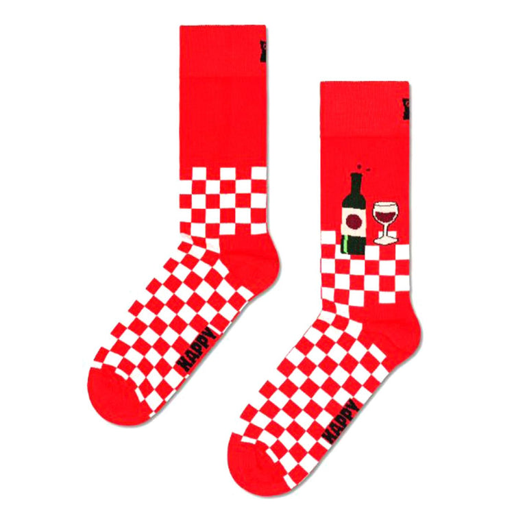 Wine And Dine Sock Red - Calzini Multicolore P001503-RED  HAPPY SOCKS 