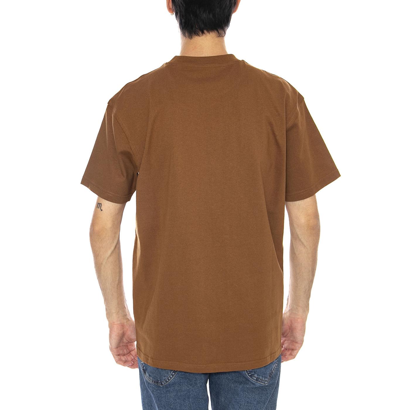 S/S American Script T-Shirt Hamilton Brown - Maglietta Girocollo Uomo Marrone I029956.HZXX . CARHARTT WIP 