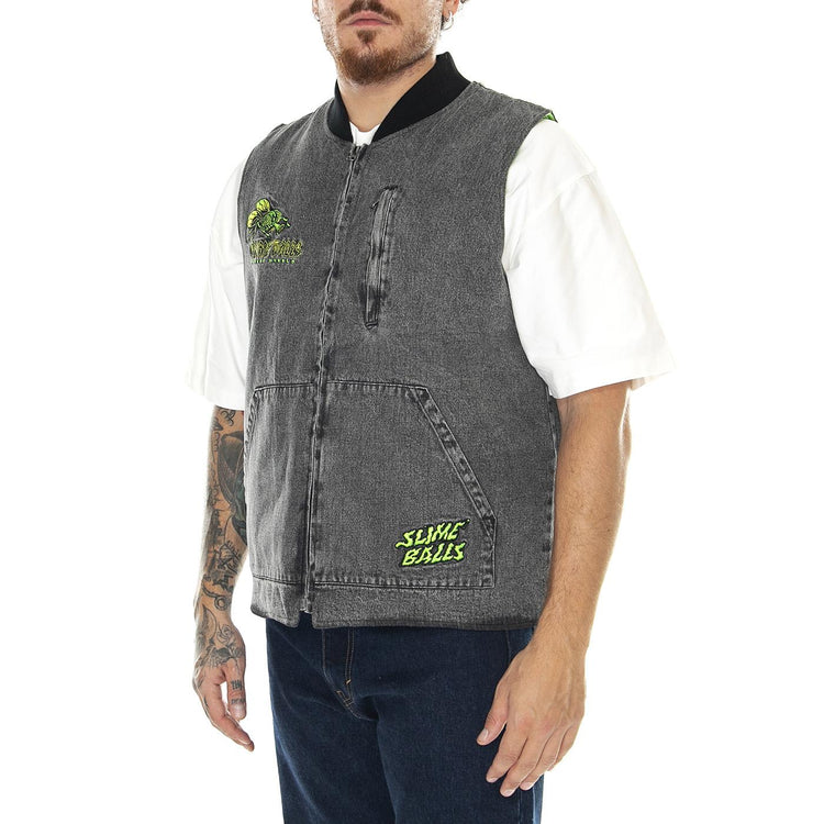 M' Flys Vest Black Acid Wash - Giacca Invernale Smanicata Uomo Grigia Flys Vest Black Acid Wash  SANTA CRUZ 