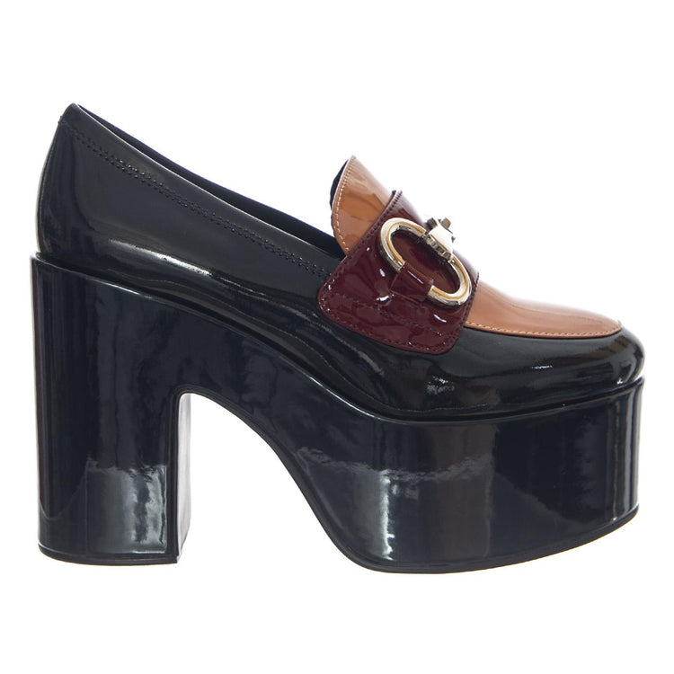 WAAVE BLUE RED TAUPE PATENT COMBO - Mocassini con Tacco Alto Donna Multicolore JCSJCD071L902-BLUE . JEFFREY CAMPBELL 