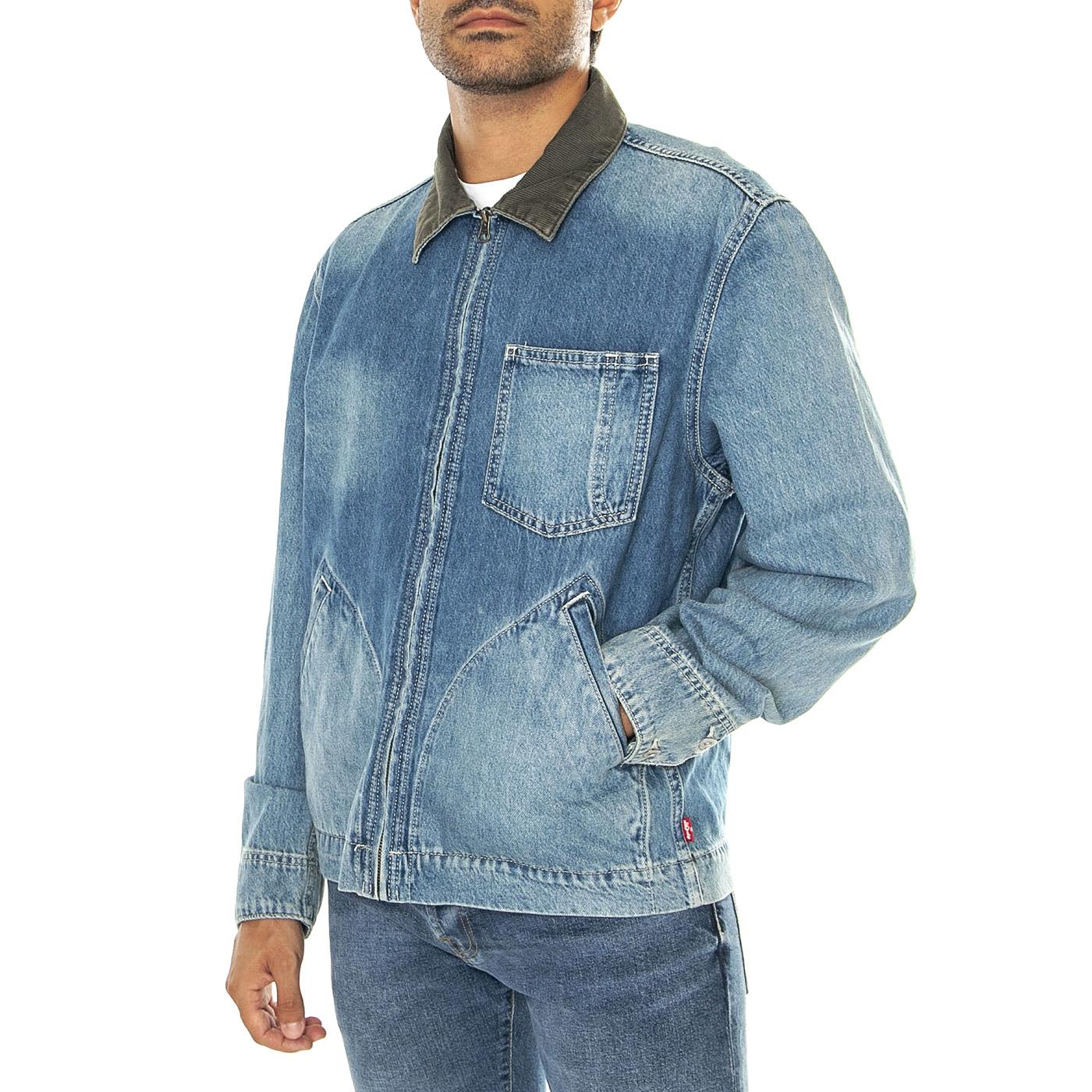 Full Zip Mechanics Trucker Everyday Goods T Med Indigo Worn In - Giacca Denim Jeans Uomo Blu A8635-0001  LEVIS 