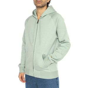Hooded Chase Jacket Frosted Green / Gold - Felpa con Cappuccio e Zip Uomo Verde I033664.2O2XX  CARHARTT WIP 