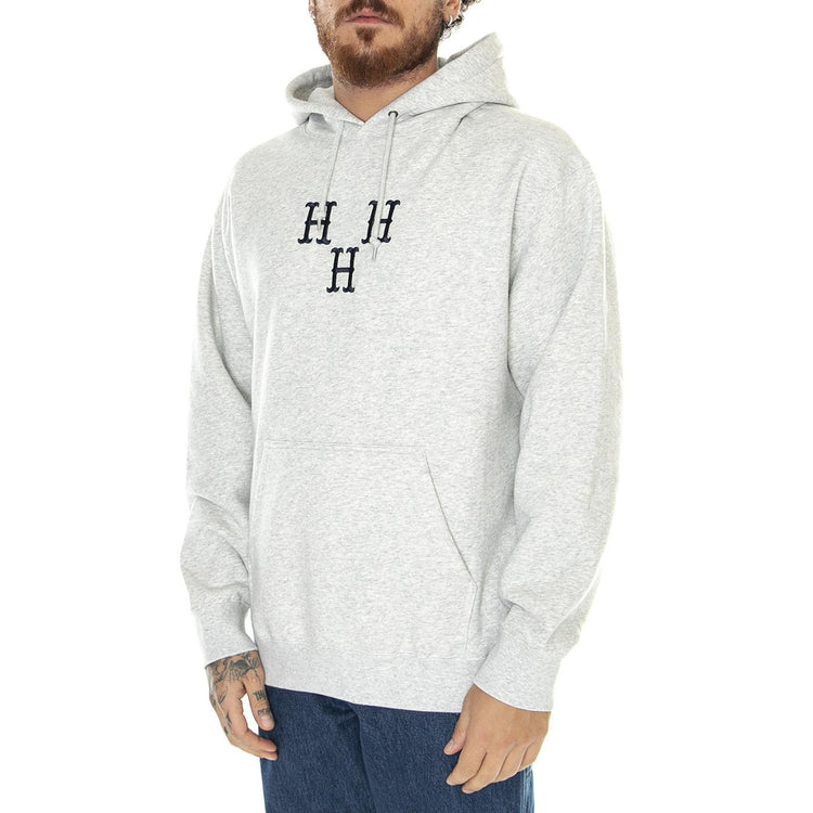 Hat Trick P/O Hoodie Heather Grey - Felpa con Cappuccio Uomo Grigia PF00615-HTGRY  HUF 