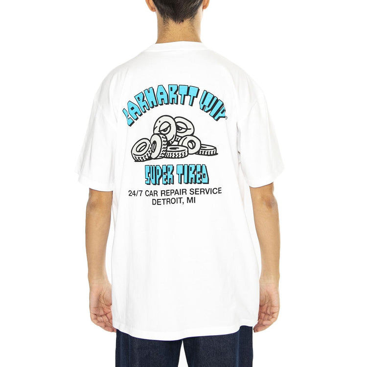 S/S Super Tired T-Shirt White - Maglietta Girocollo Uomo Bianca I033965.02XX  CARHARTT WIP 