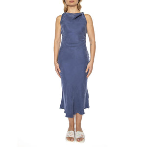 Vestido midi cuello barco azul marino - Abito Donna Blu 51W/11261  WILD PONY 