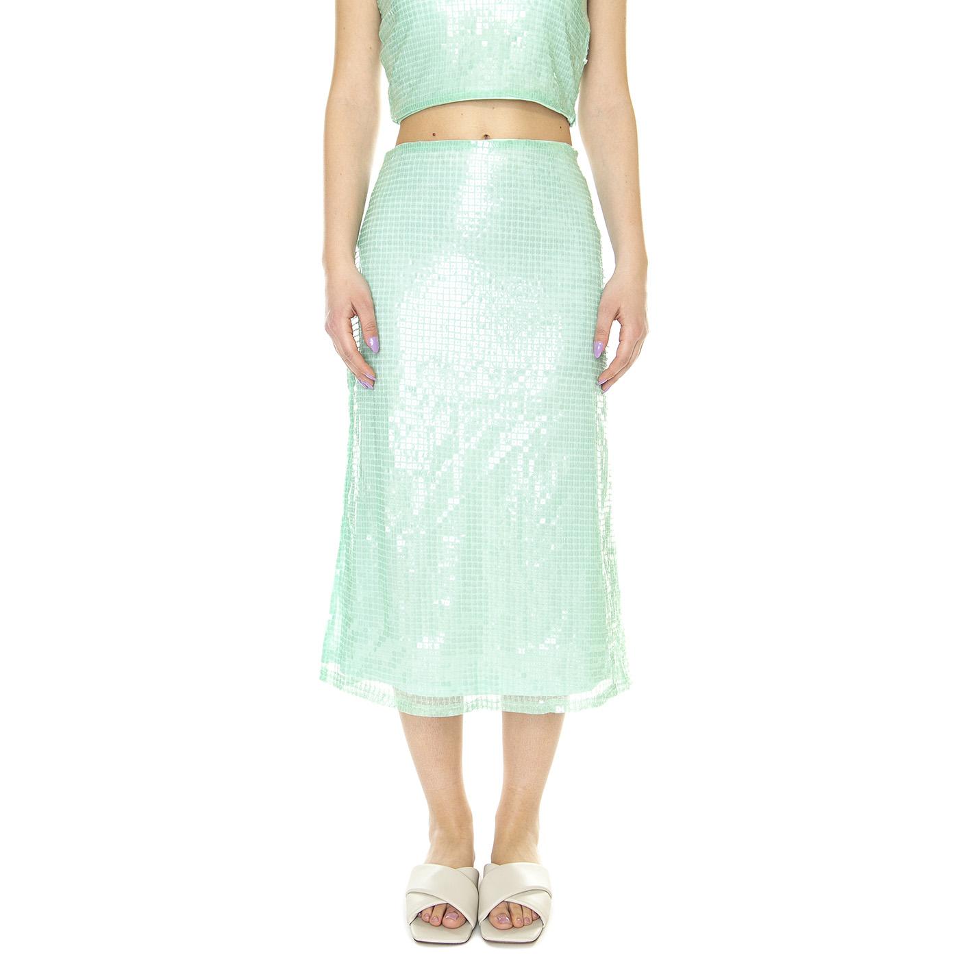 W' Falda Midi con Abertura y Lentejuelas Azul - Gonna Blu 31W/11235  WILD PONY 