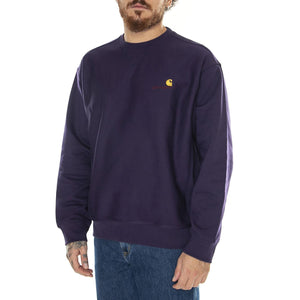 American Script Sweat Cassis - Felpa Girocollo Uomo Viola I025475.1N8XX  CARHARTT WIP 
