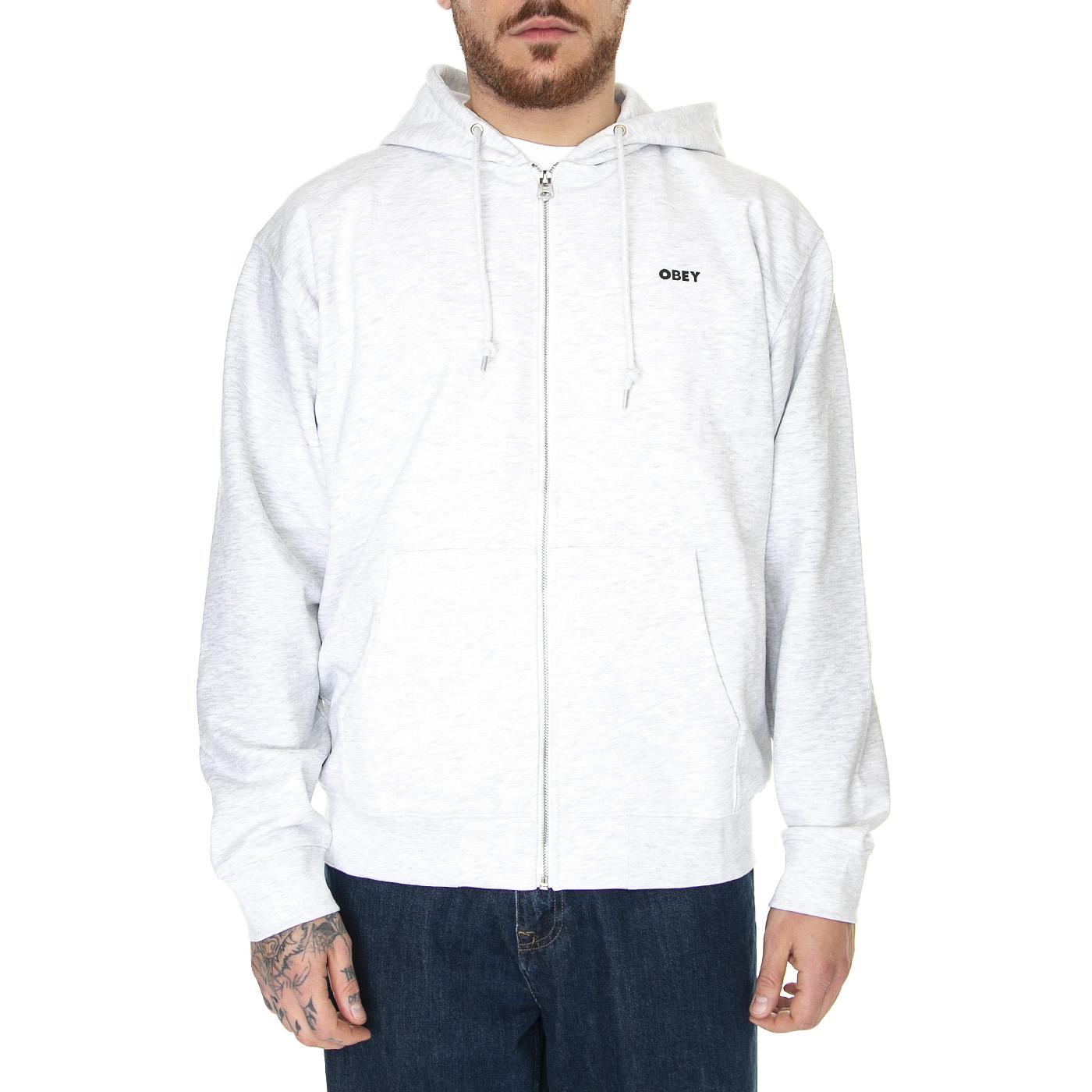 Obey Bold Zip Hood Premium French Terry Fleece Ash Grey - Felpa con Cappuccio Uomo Grigia 117482349-AGRY  OBEY 