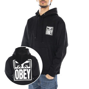 Obey Eyes Icon Hood Fleece Black - Felpa con Cappuccio Uomo Nera 112843126 BLK OBEY 