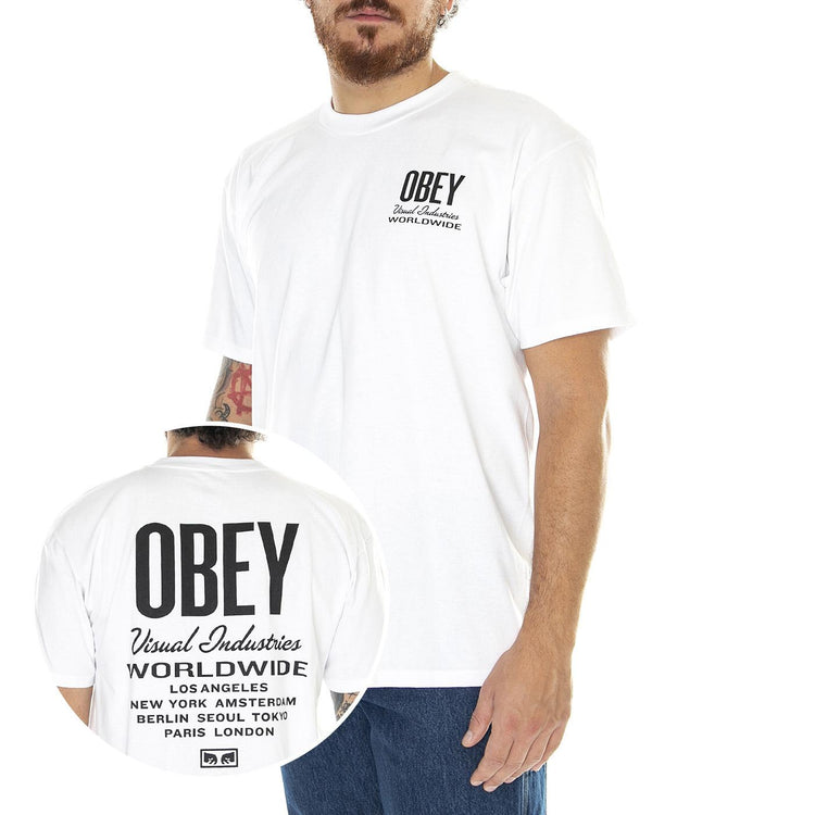 Obey Visual Ind. Worldwide Classic Tee White - Maglietta Girocollo Uomo Bianca 165263541-WHT  OBEY 