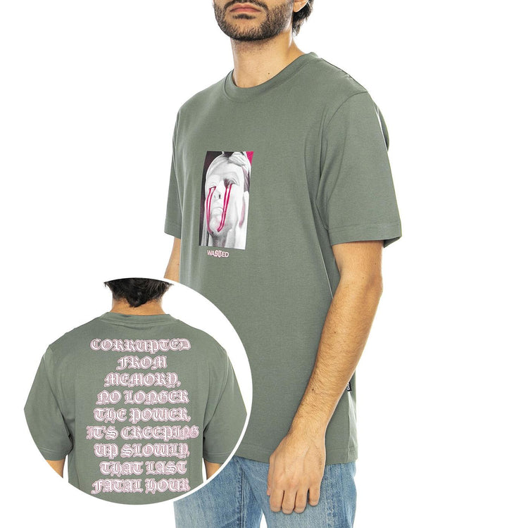 T-Shirt Corruption Lichen Green - Maglietta Girocollo Uomo Verde T-SHIRT CORRUPTION - LICHEN GREEN  WASTED PARIS 