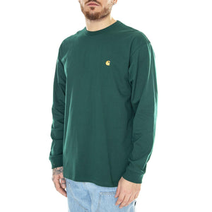 L/S Chase T-Shirt Chervil / Gold - Maglietta Girocollo Maniche Lunghe Uomo Verde I026392.1YWXX  CARHARTT WIP 