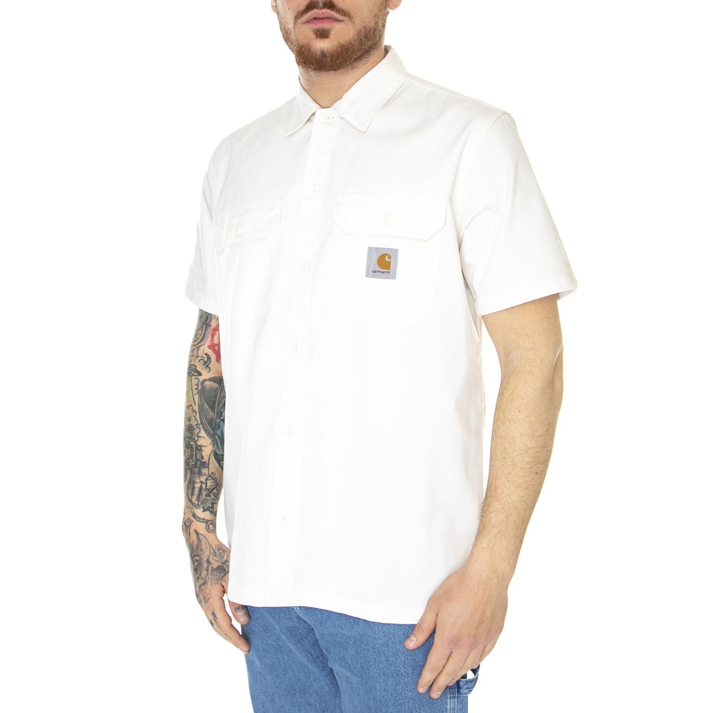 S/S Master Shirt Wax - Camicia Maniche Corte Uomo Bianca I027580-D6XX  CARHARTT WIP 