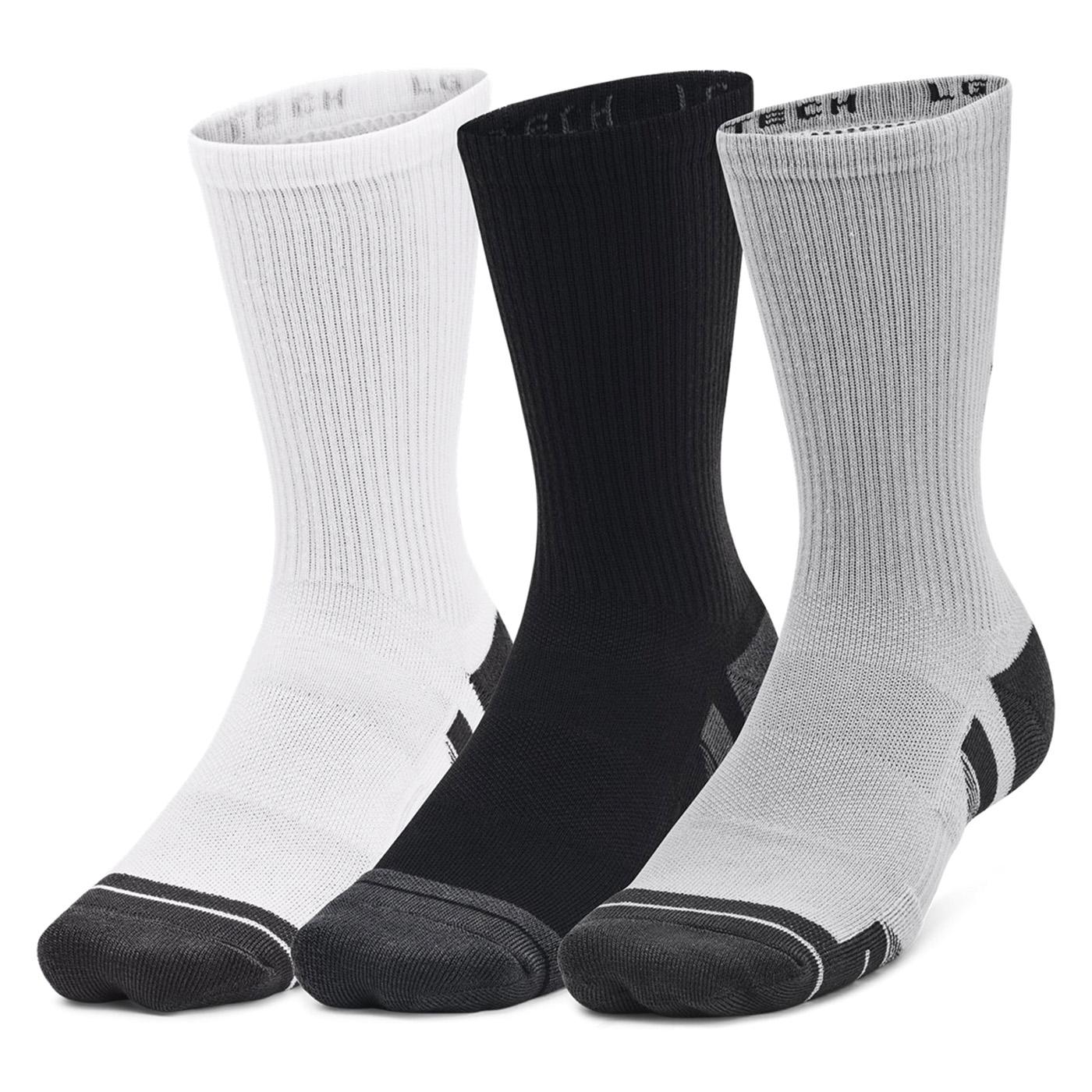 UA Performance Tech 3PK Crew Black - Set da Tre Paia di Calzini Neri 77-1379512-11  UNDER ARMOUR 