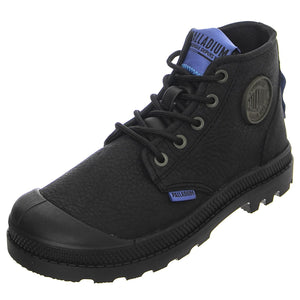Pampa Supply  Lth Black / Black - Scarpe Stringate Profilo Alto Bambino Nere PAK58366-001-M  PALLADIUM 