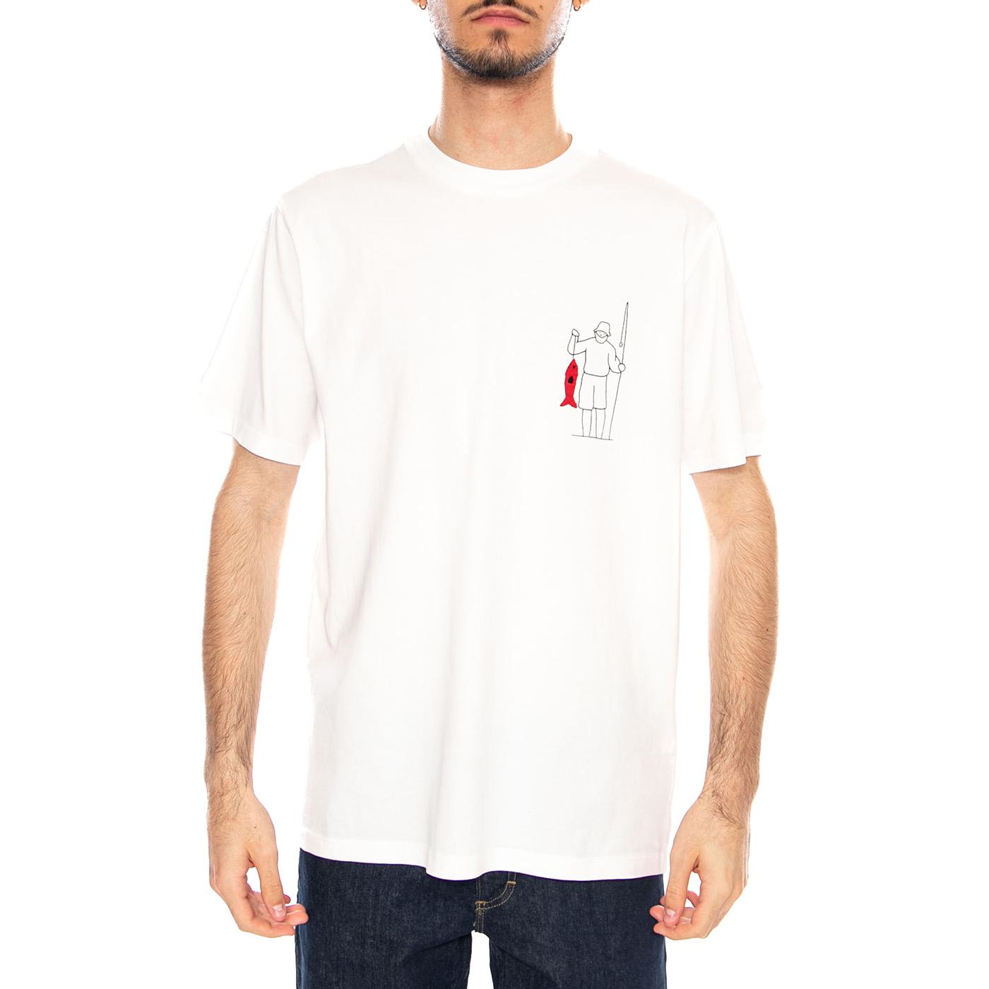 FISHERMAN ZACH TEE - Maglietta Girocollo Uomo Bianca MTS00508 WHT THINKING MU 