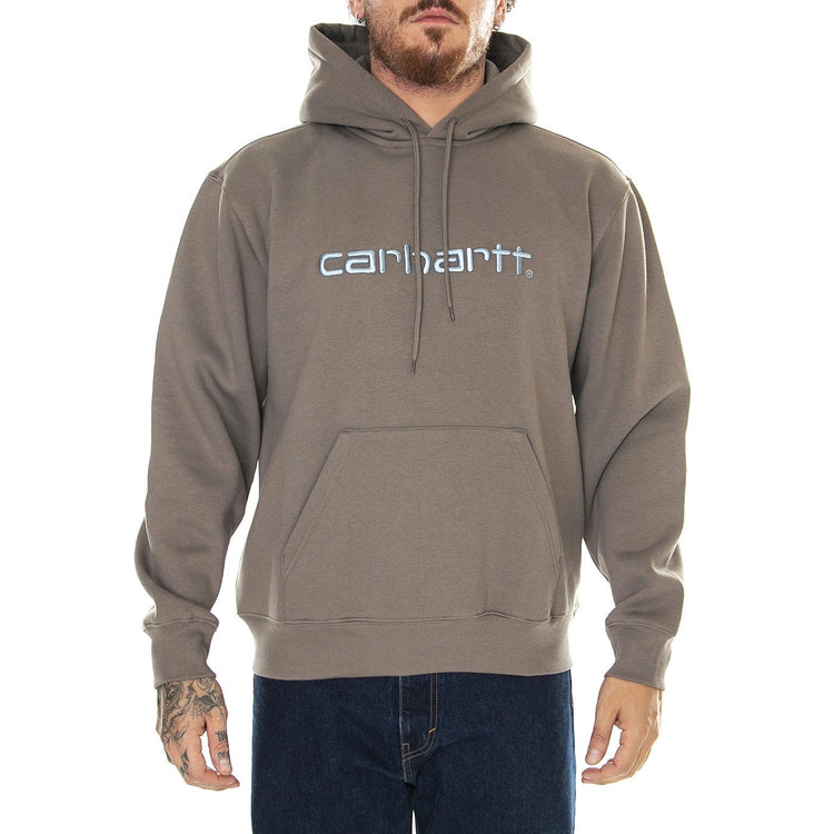 Hooded Carhartt Sweat Barista / Mirror - Felpa con Cappuccio Uomo Grigia I030547.1R8XX  CARHARTT WIP 