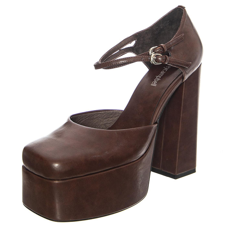 LEILA BROWN PATENT - Sandali Donna Marroni JCSR726PG-19-006-BRO . JEFFREY CAMPBELL 