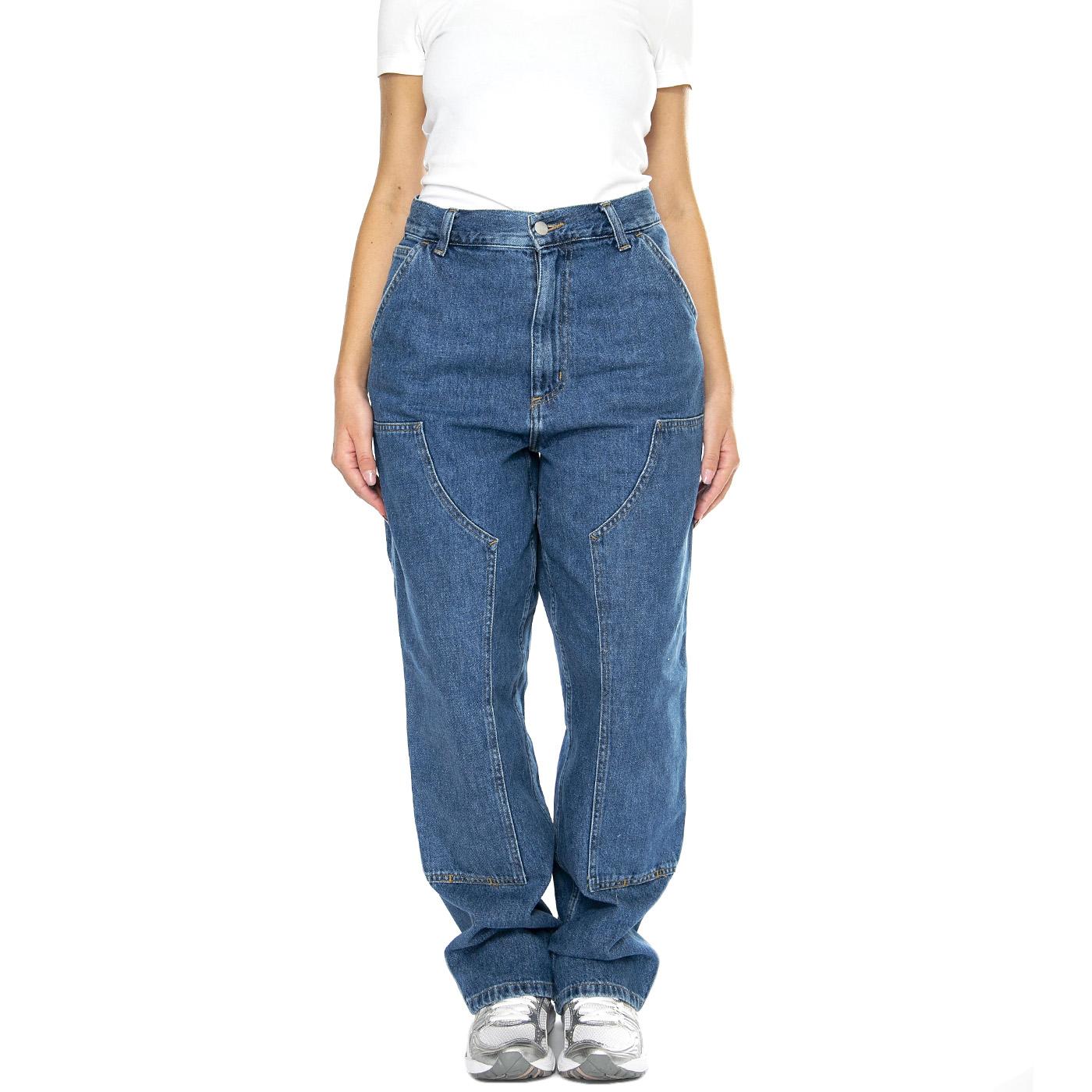 W' Brandon Double Knee Pant Blue stone washed - Pantaloni Denim Jeans Donna Blu I034229.0106  CARHARTT WIP 