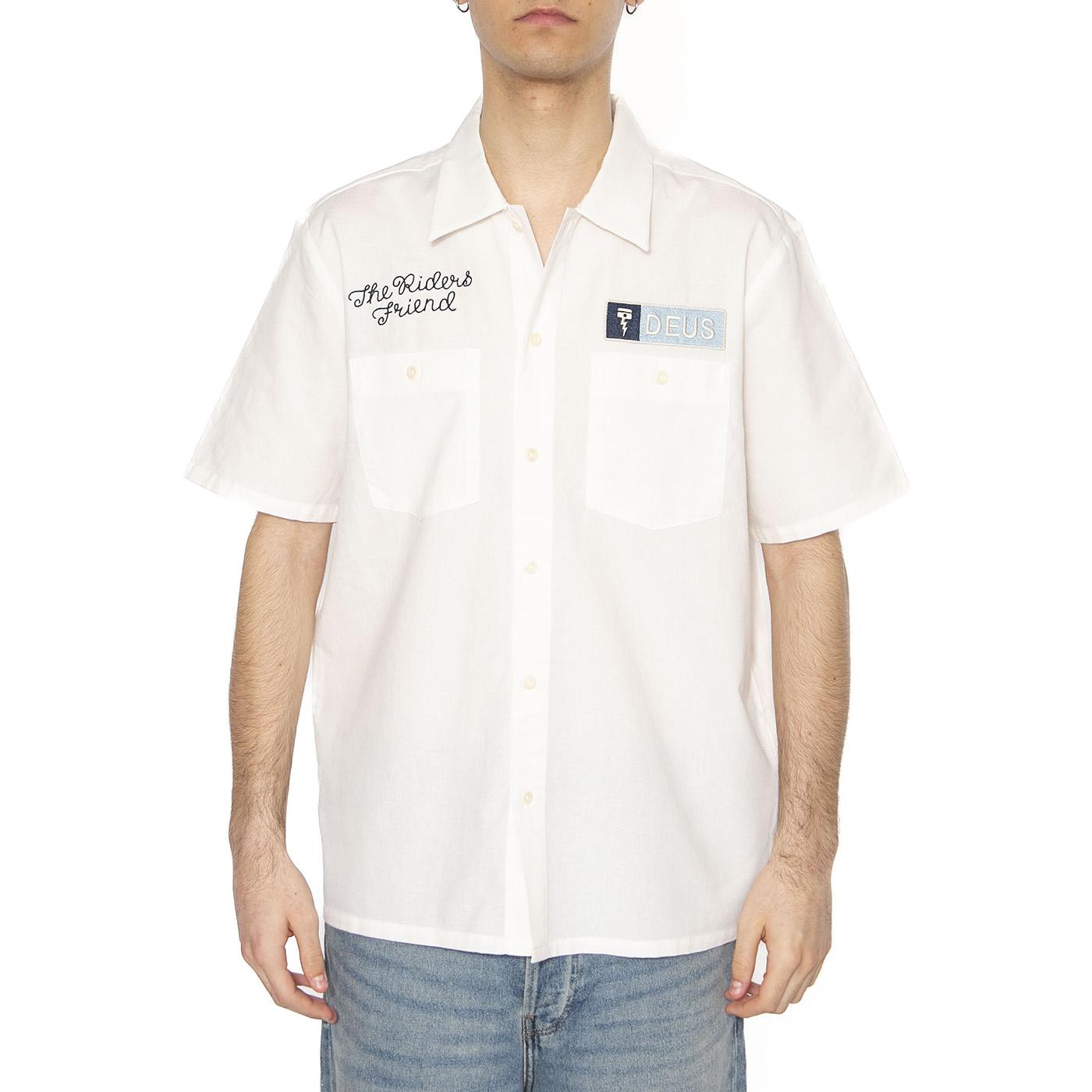 Forecourt Shirt Vintage White - Camicia Maniche Corte Uomo Bianca DMP255066_VWH  DEUS EX MACHINA 