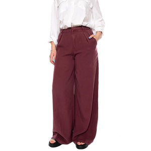 PANTALÓN WIDE LEG MARRÓN - Pantaloni Larghi Donna Marroni 61W/41233 BRW WILD PONY 