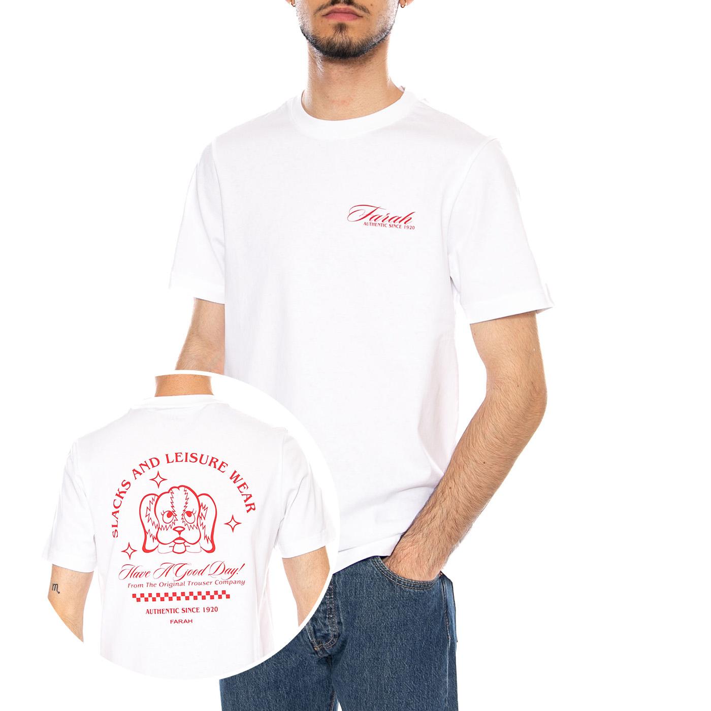 BYRON GRAPHIC SS - Maglietta Girocollo Uomo Bianca F4KSG040 104 FARAH 