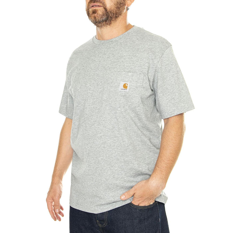 S/S Pocket T-Shirt Grey Heather - Maglietta Girocollo Uomo Grigia I030434.V6XX  CARHARTT WIP 