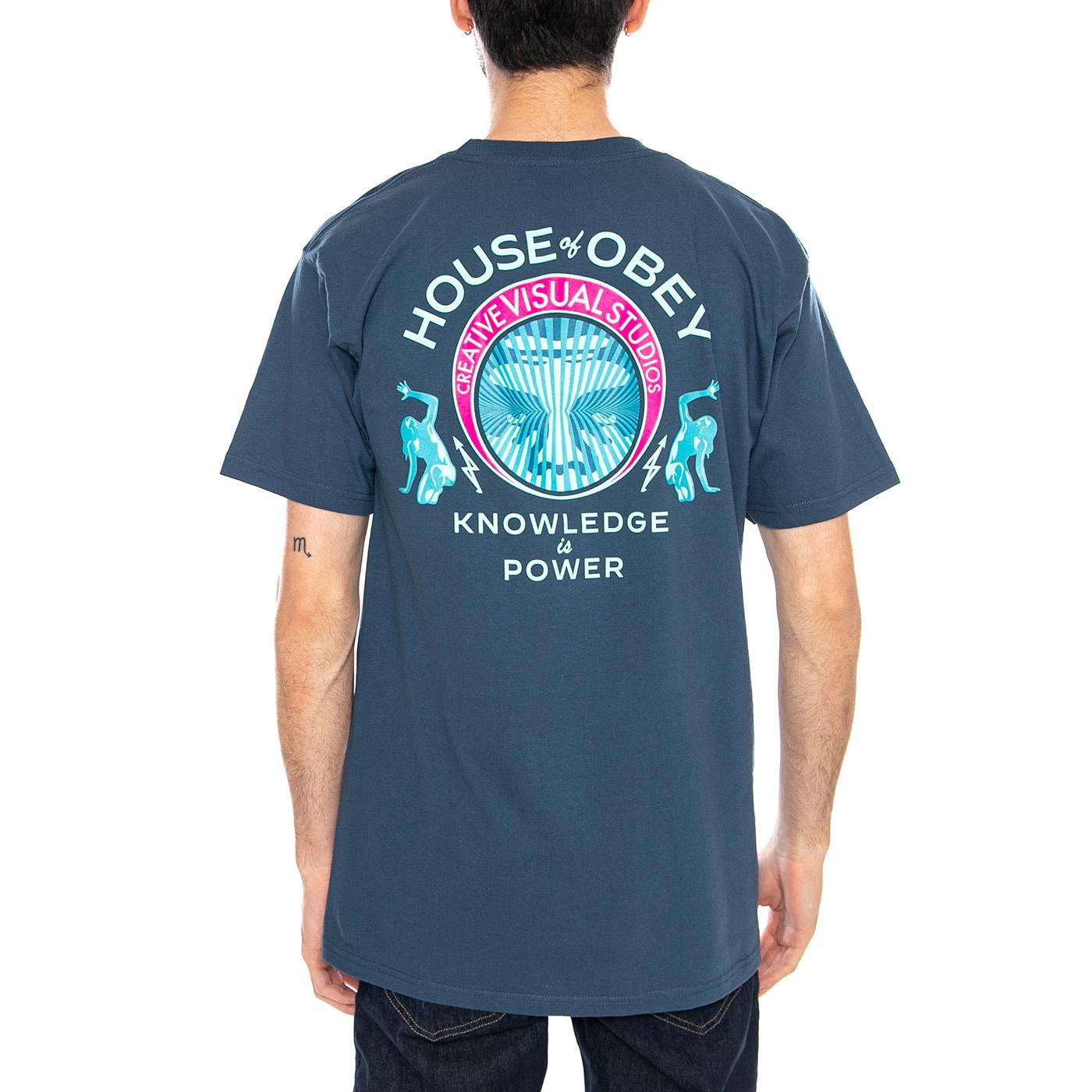 OBEY KNOWLEDGE IS POWER TEE Harbour Blue - Maglietta Girocollo Uomo Blu 165264298 HBU OBEY 
