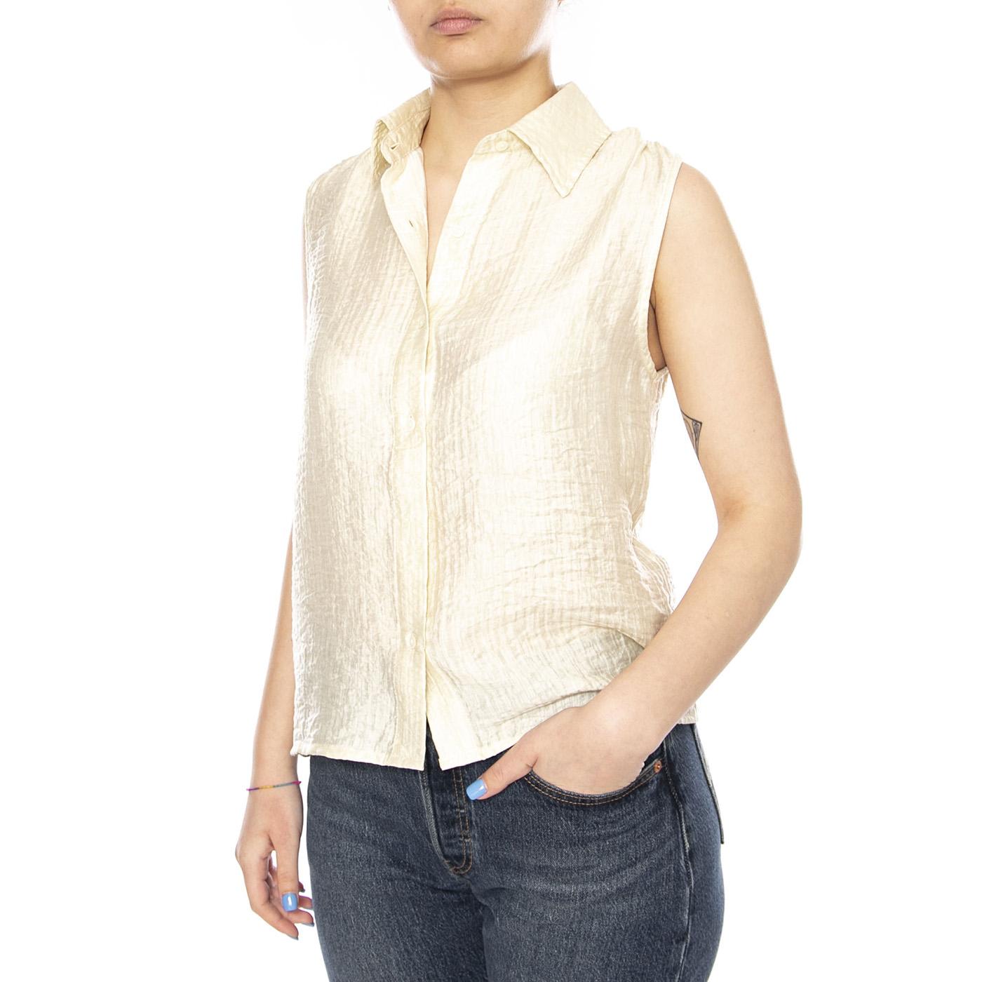 CAMISA TEXTURIZADA BLANCO ROTO ECRU - Top Donna Ecrù 61W/11241 ECR WILD PONY 