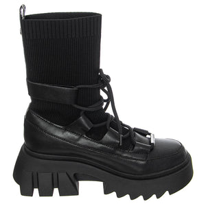 Womens Hierarchy Black Lace-Up Boots SMSHIERARCHY-BLK  STEVE MADDEN 