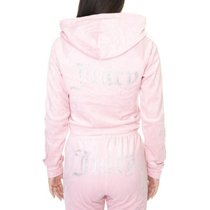 Contrast Madison Almond Blossom - Felpa con Cappuccio e Zip Donna Rosa JUCJCWA122075-ALM  JUICY COUTURE 