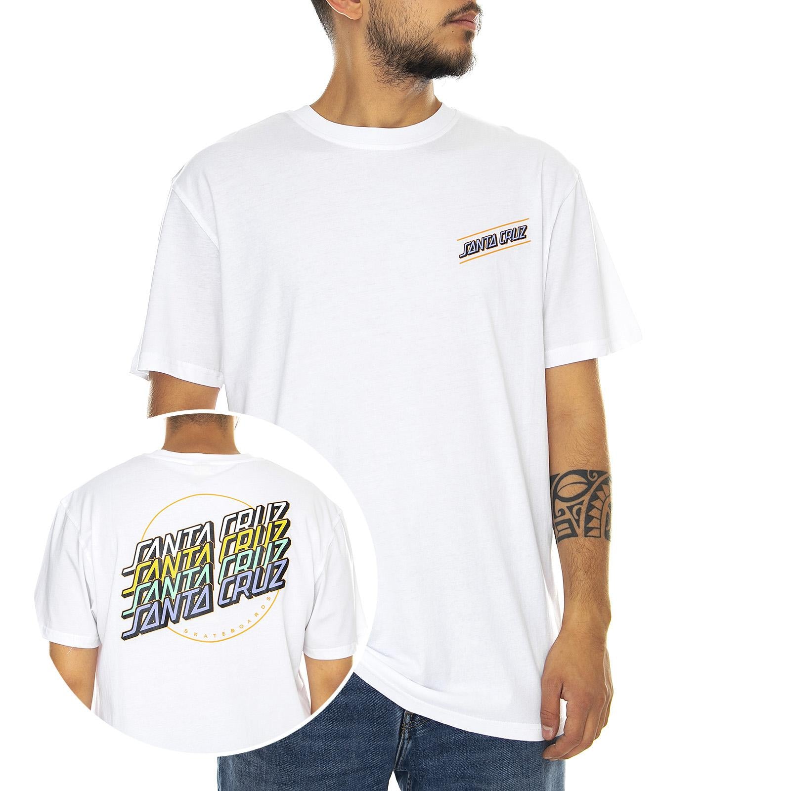  Multi Strip Tee White  SANTA CRUZ 