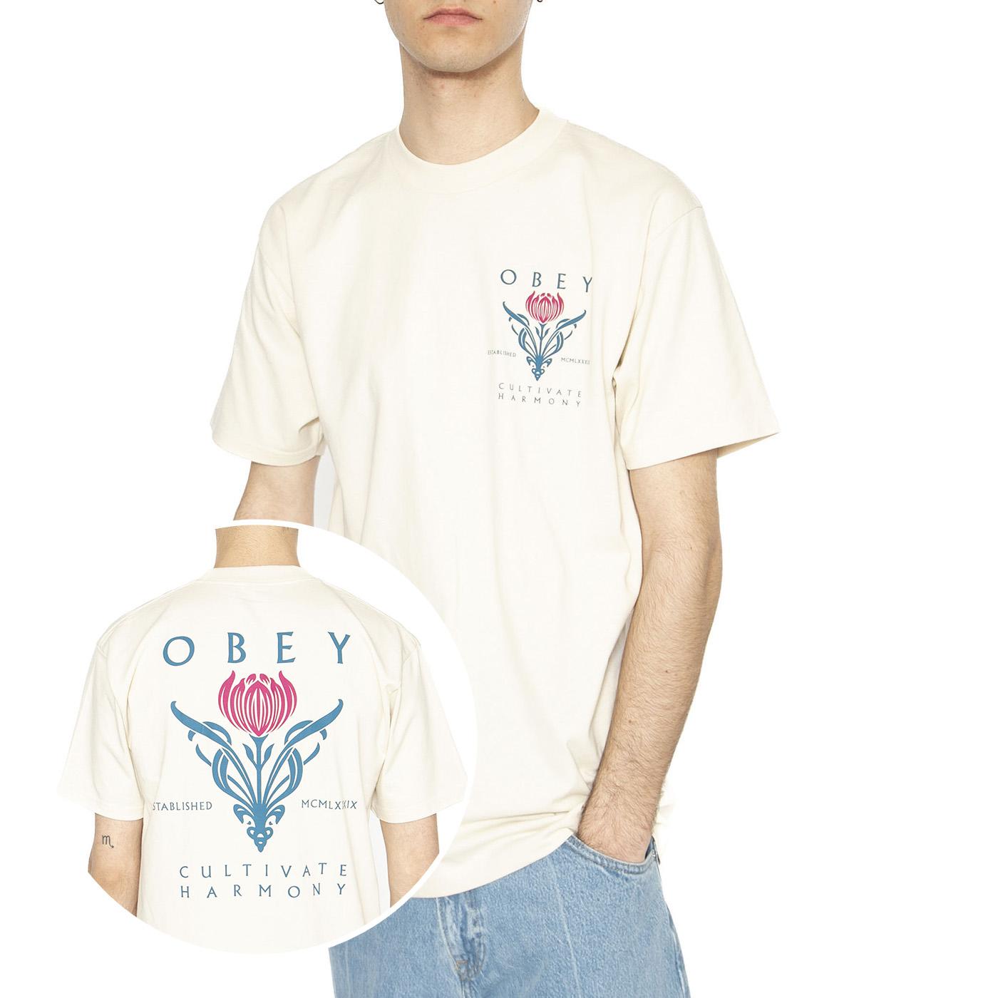 Obey Cultivate Harmony Classic Tee Beige - Maglietta Girocollo Uomo Beige 165263796-CRM  OBEY 